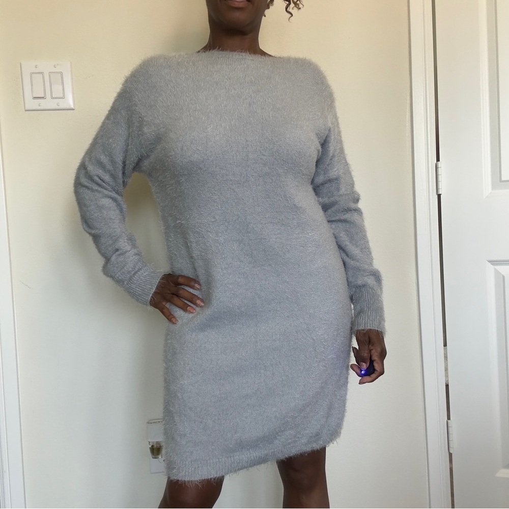Gray fluffy sweater dress.  Worn once